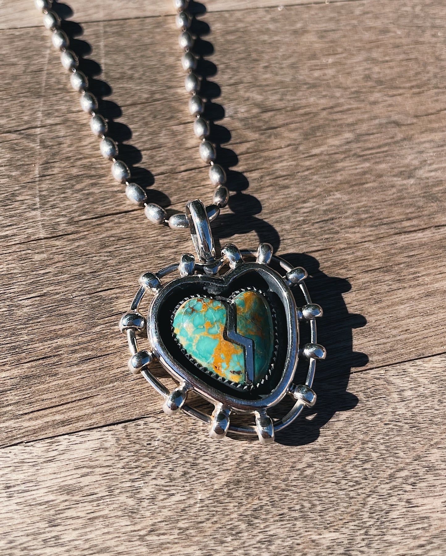 Sterling Silver Broken Heart Necklace Hachita Turquoise