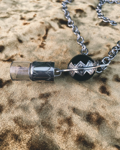 Obsidian sphere Rollerball Necklace