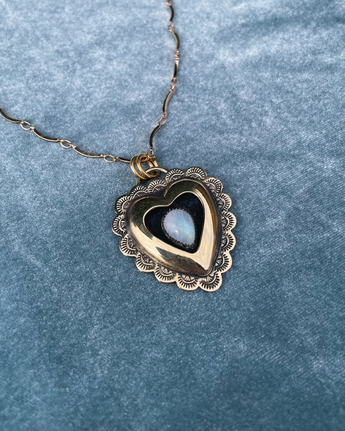 Moonstone Brass Heart shadowbox