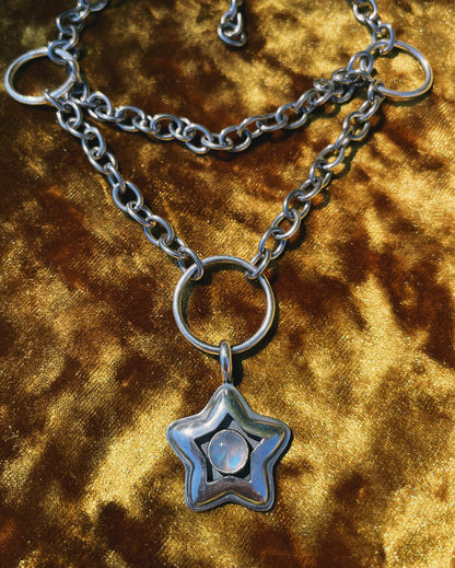 Moonstone Sterling Silver Star shadowbox choker