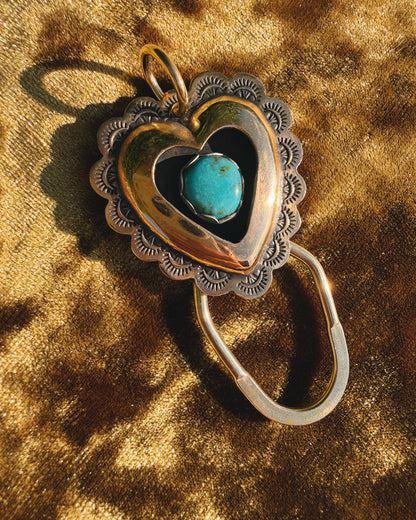 Turquoise Brass Heart shadowbox