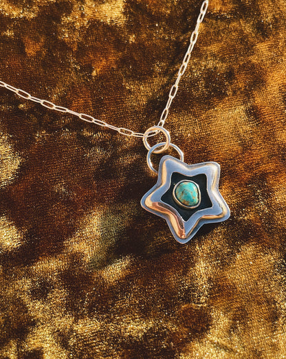 Sterling Silver Turquoise Shadowbox Star