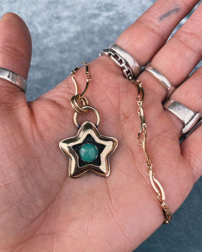 Turquoise Brass Star shadowbox