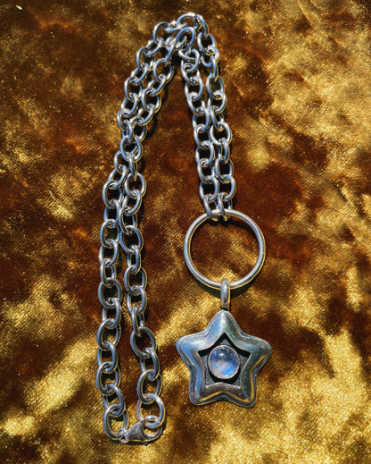 Moonstone Sterling Silver Star shadowbox choker