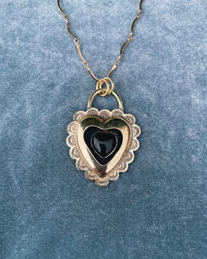Onyx Brass Heart shadowbox