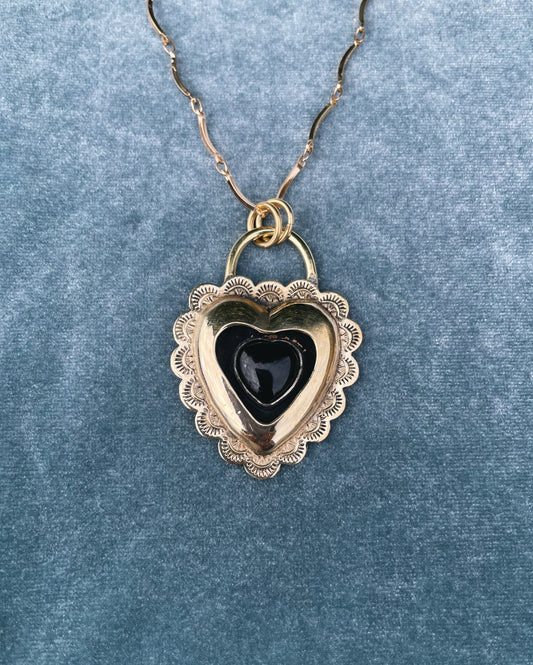 Onyx Brass Heart shadowbox