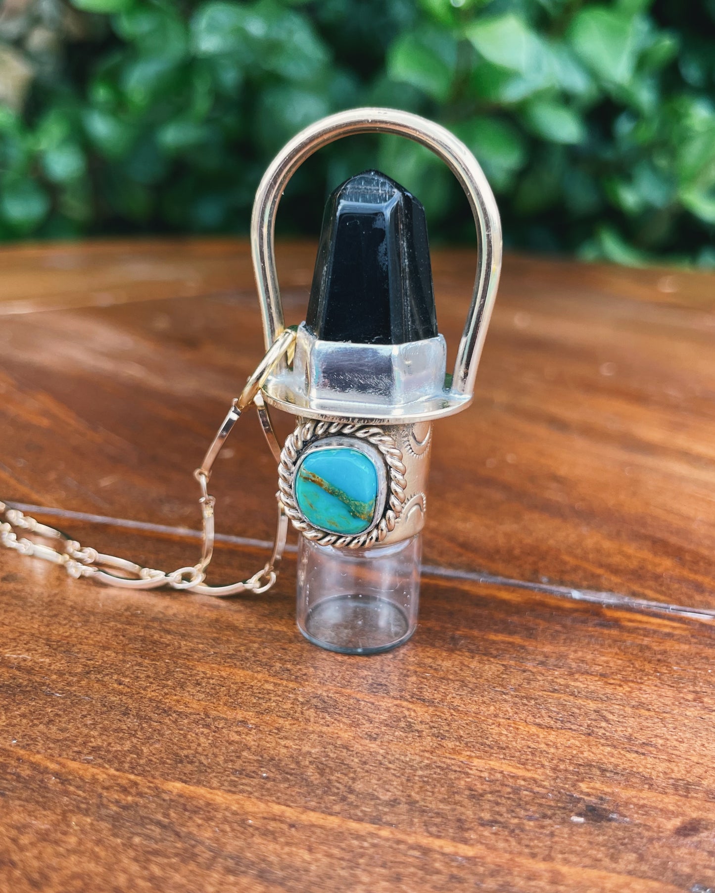 Falcons Eye & Turquoise Rollerball Necklace