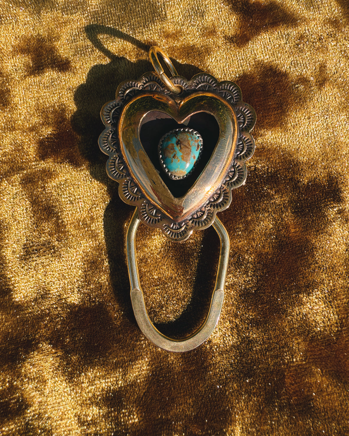 Turquoise Brass Heart shadowbox