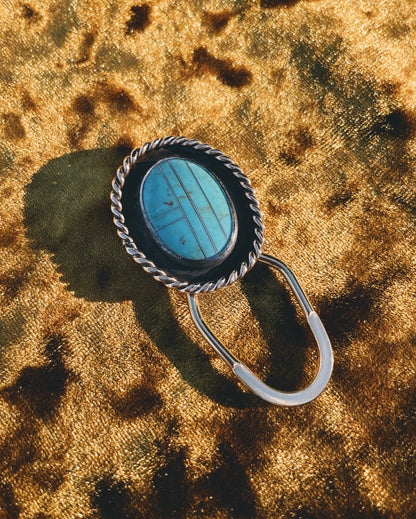 Vintage intarsia Turquoise Key Ring