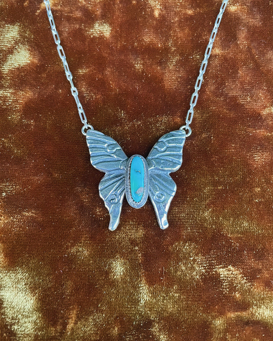 Sterling Moth Pendant Necklace