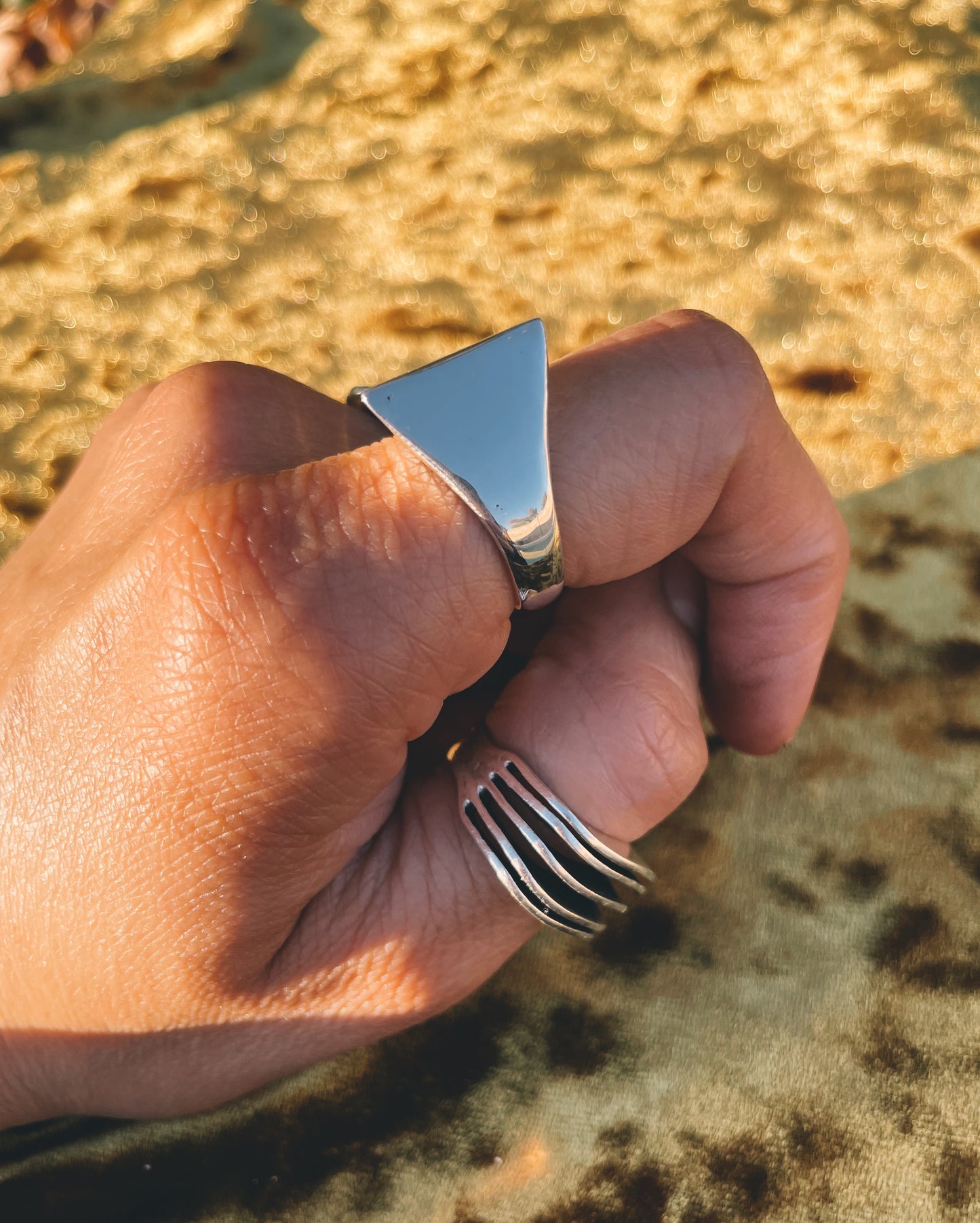 Brutalist Triangle Signet Ring