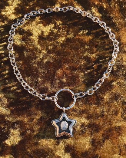 Moonstone Sterling Silver Star shadowbox choker