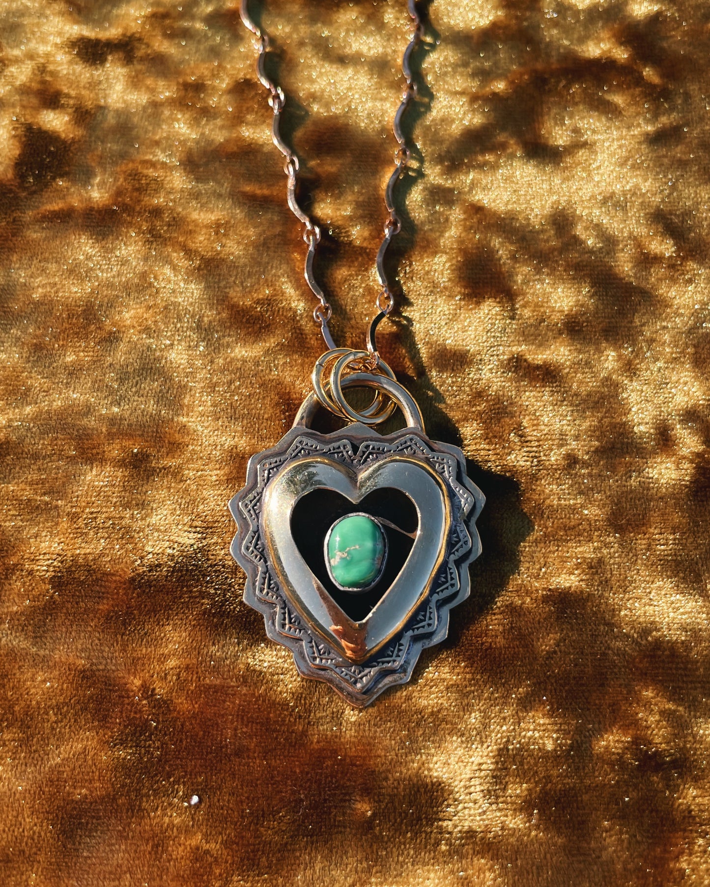 Variscite Brass Heart shadowbox