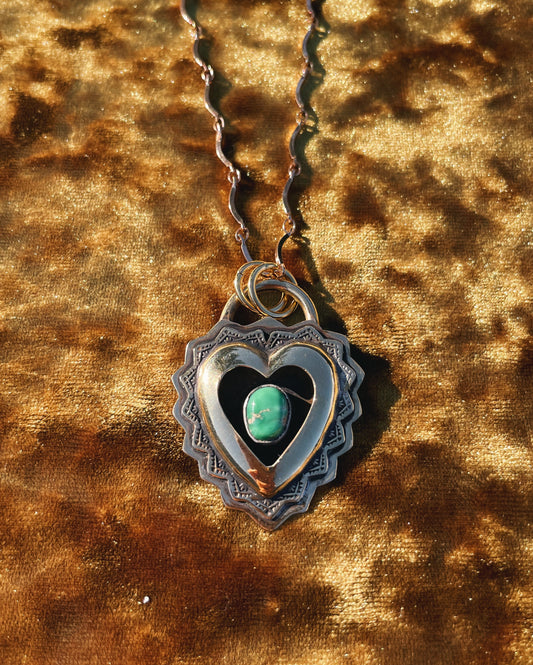 Variscite Brass Heart shadowbox