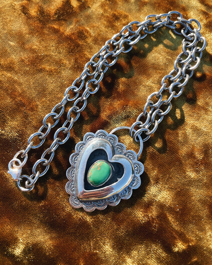 Sterling Silver & Variscite Heartthrob shadowbox choker