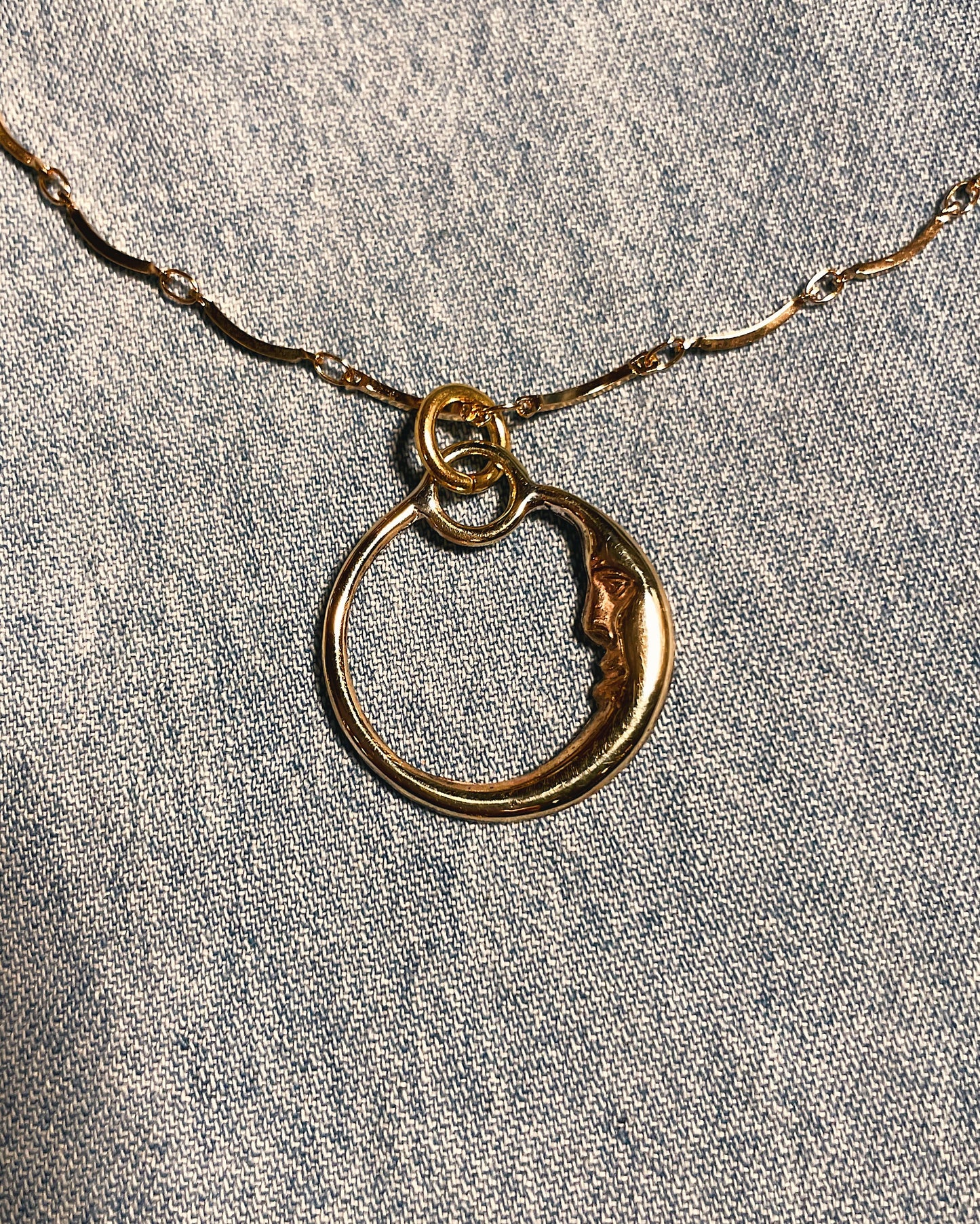 Brass Man in the Moon necklace