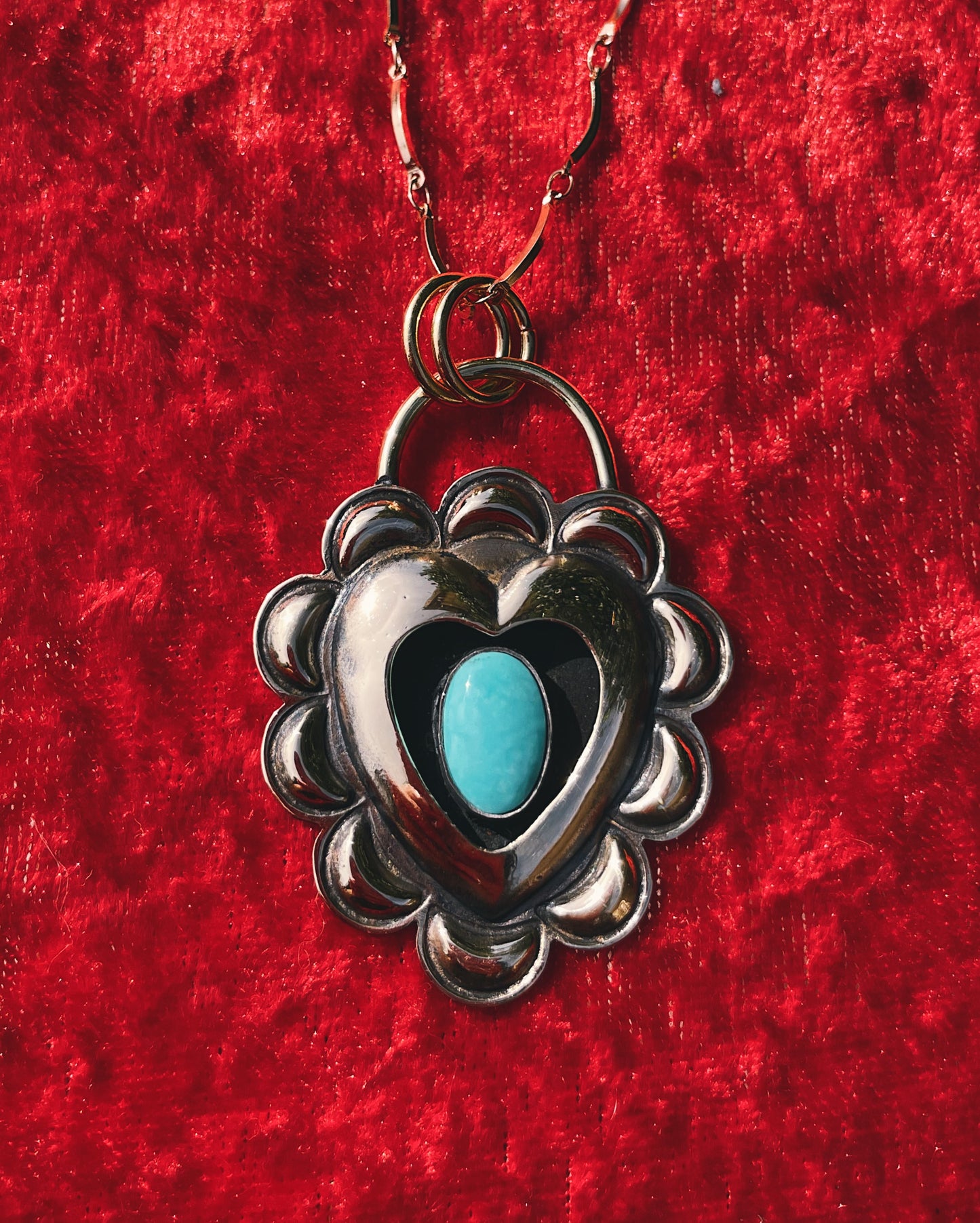 Turquoise Brass Heart shadowbox