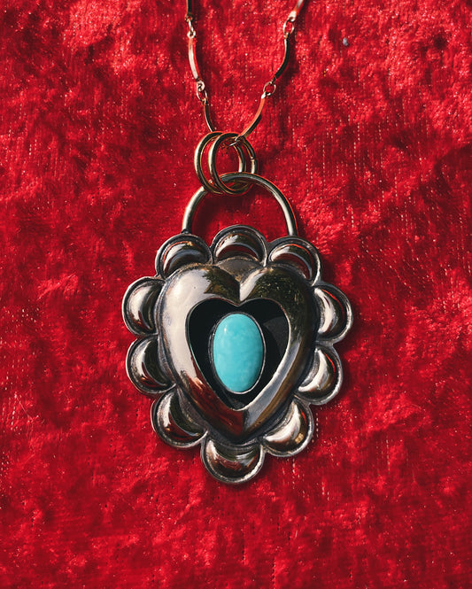 Turquoise Brass Heart shadowbox