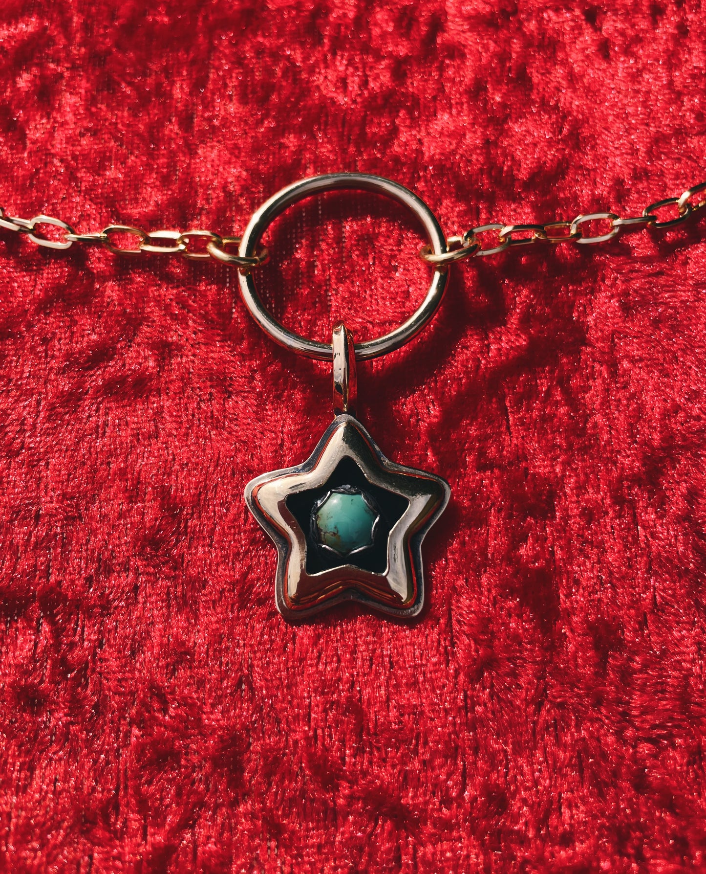 Turquoise Brass Star shadowbox choker