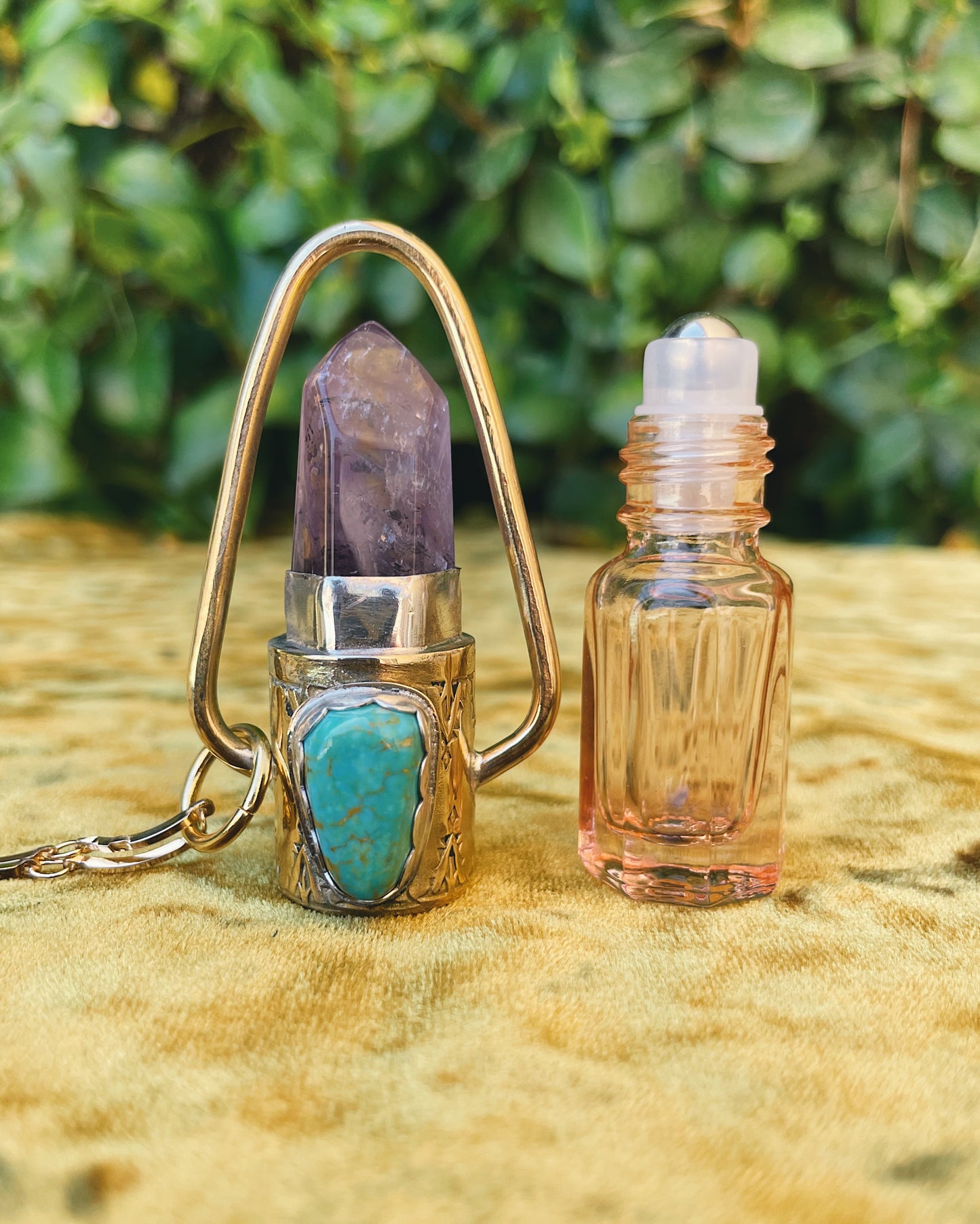 Amethyst & Turquoise Rollerball Necklace