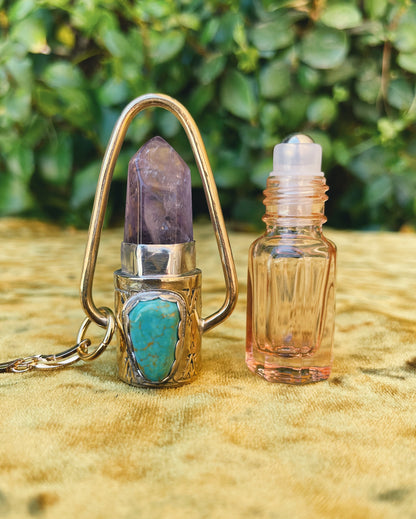 Amethyst & Turquoise Rollerball Necklace