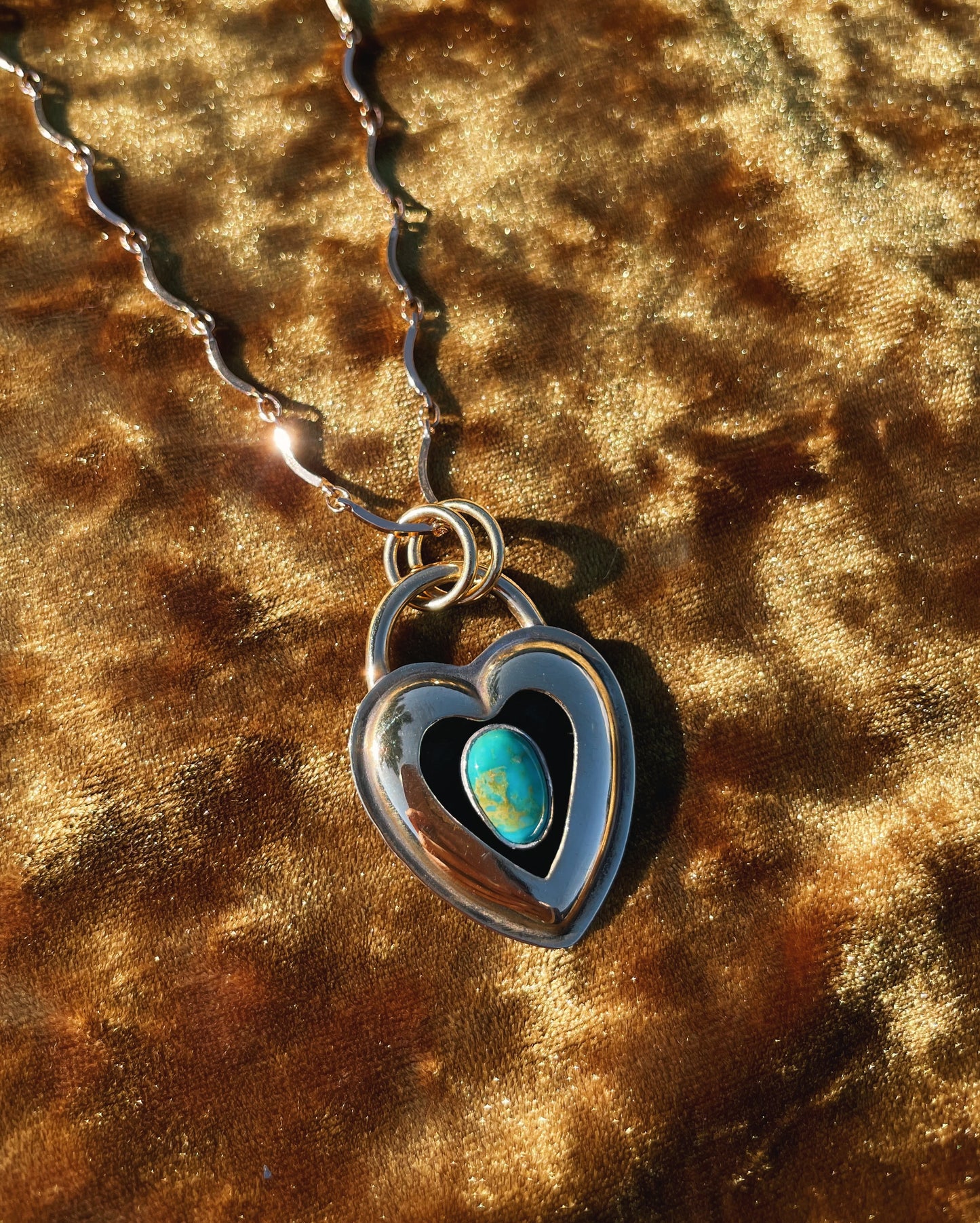Turquoise Brass Heart shadowbox