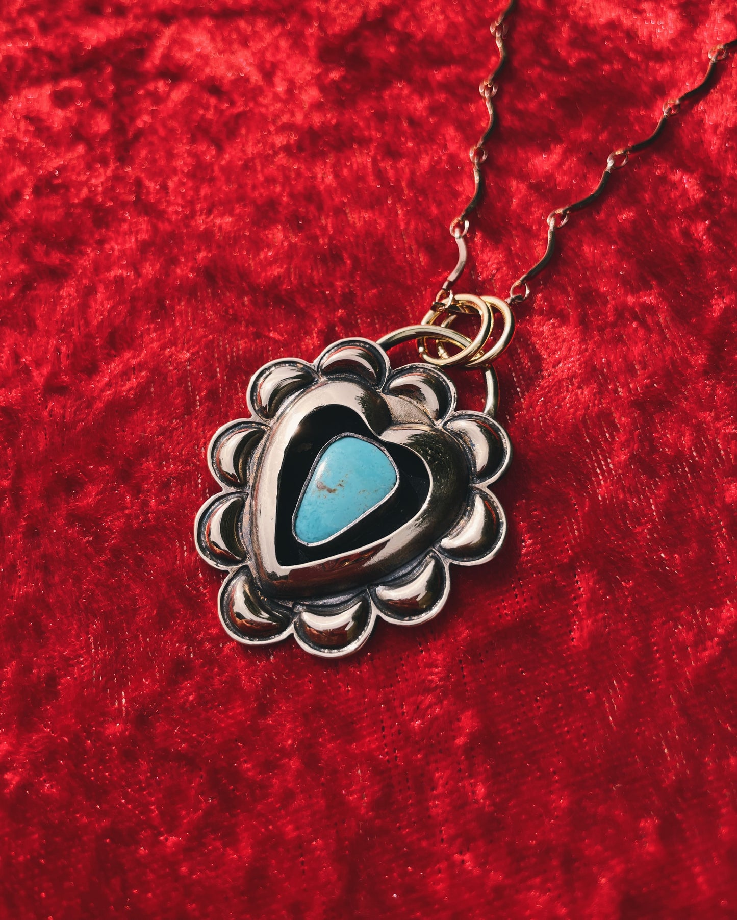 Turquoise Brass Heart shadowbox