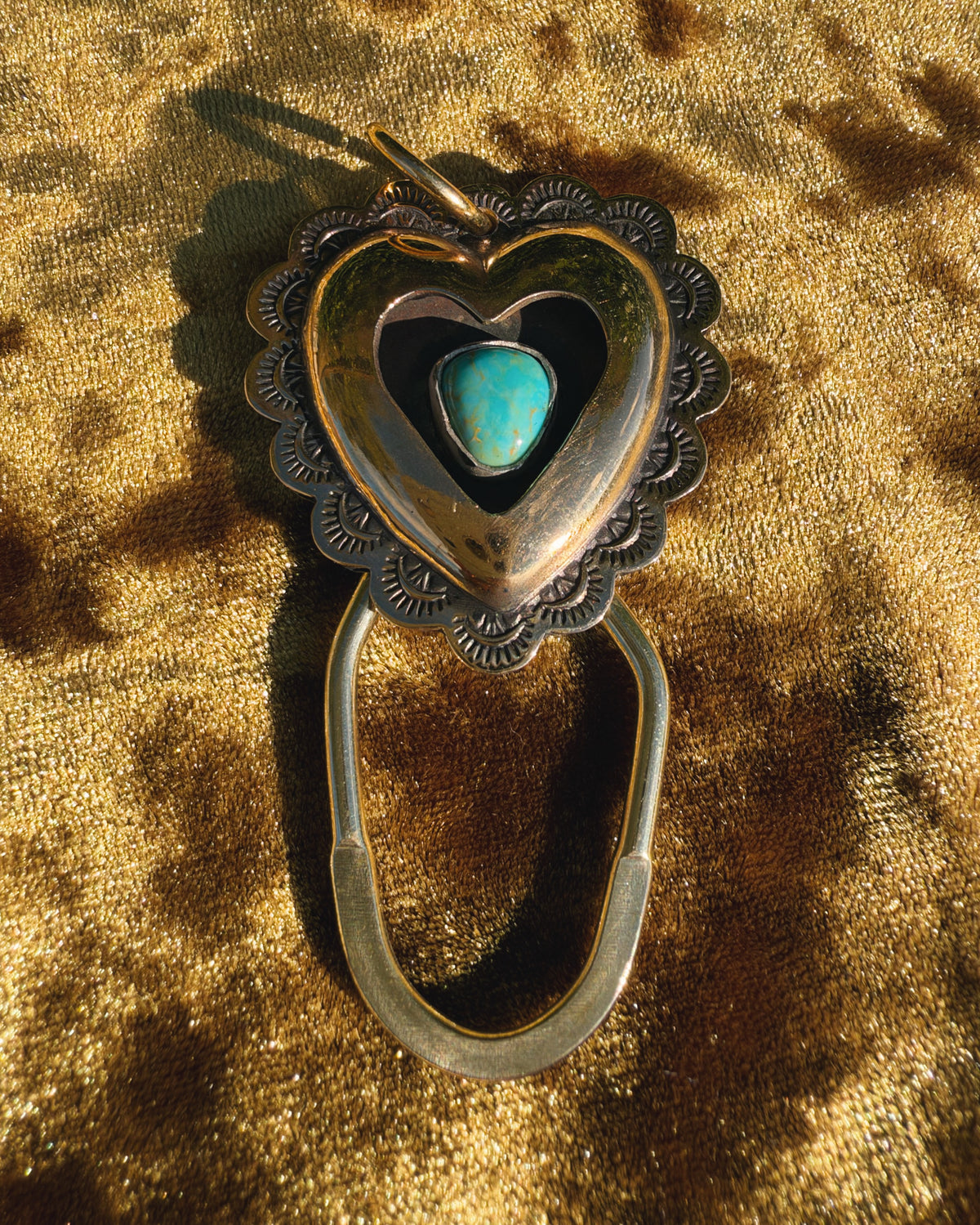 Turquoise Brass Heart shadowbox