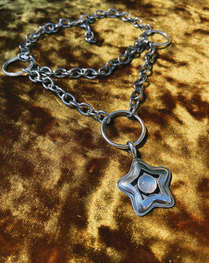 Moonstone Sterling Silver Star shadowbox choker