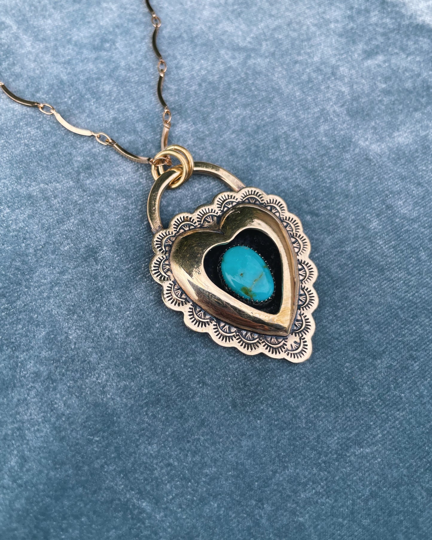 Turquoise Brass Heart shadowbox