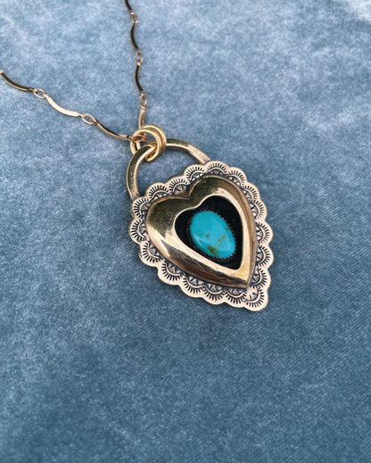 Turquoise Brass Heart shadowbox