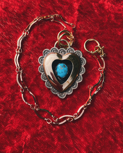 Turquoise Brass Heart shadowbox
