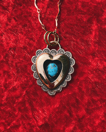 Turquoise Brass Heart shadowbox