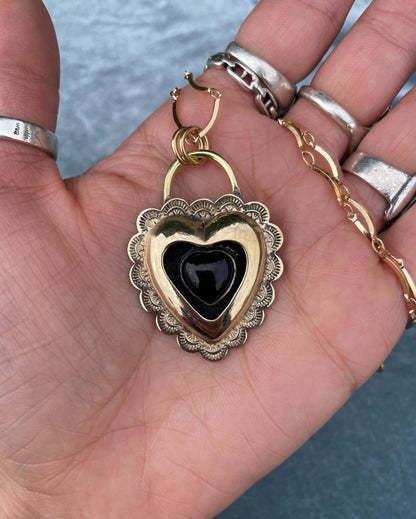 Onyx Brass Heart shadowbox