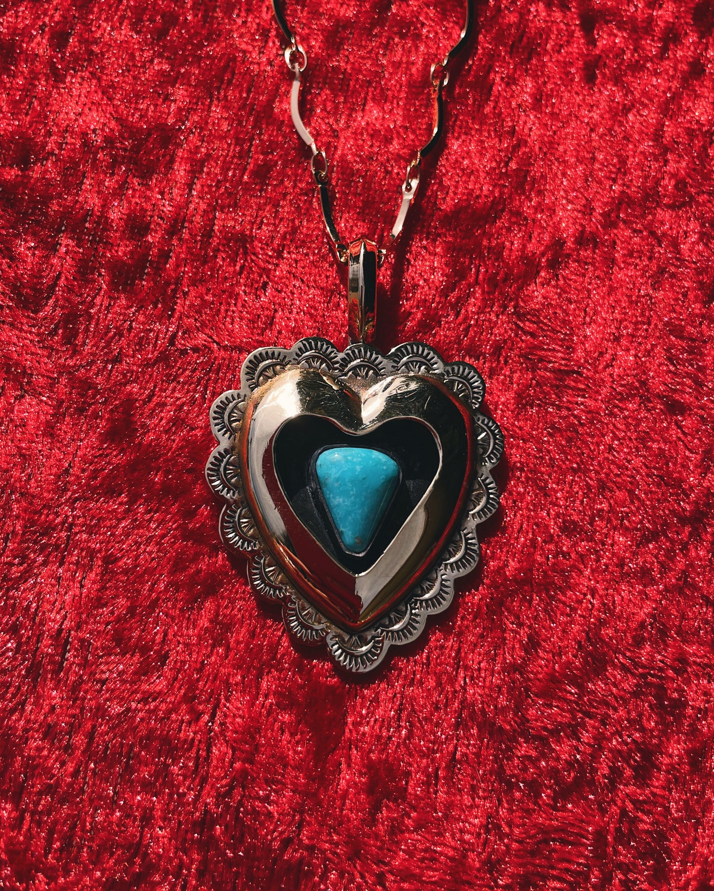 Turquoise Brass Heart shadowbox