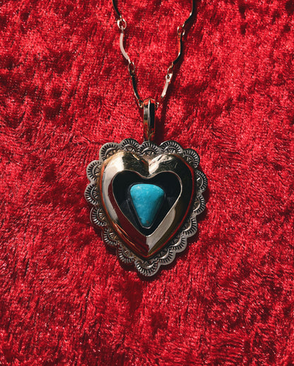 Turquoise Brass Heart shadowbox
