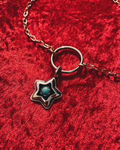 Turquoise Brass Star shadowbox choker