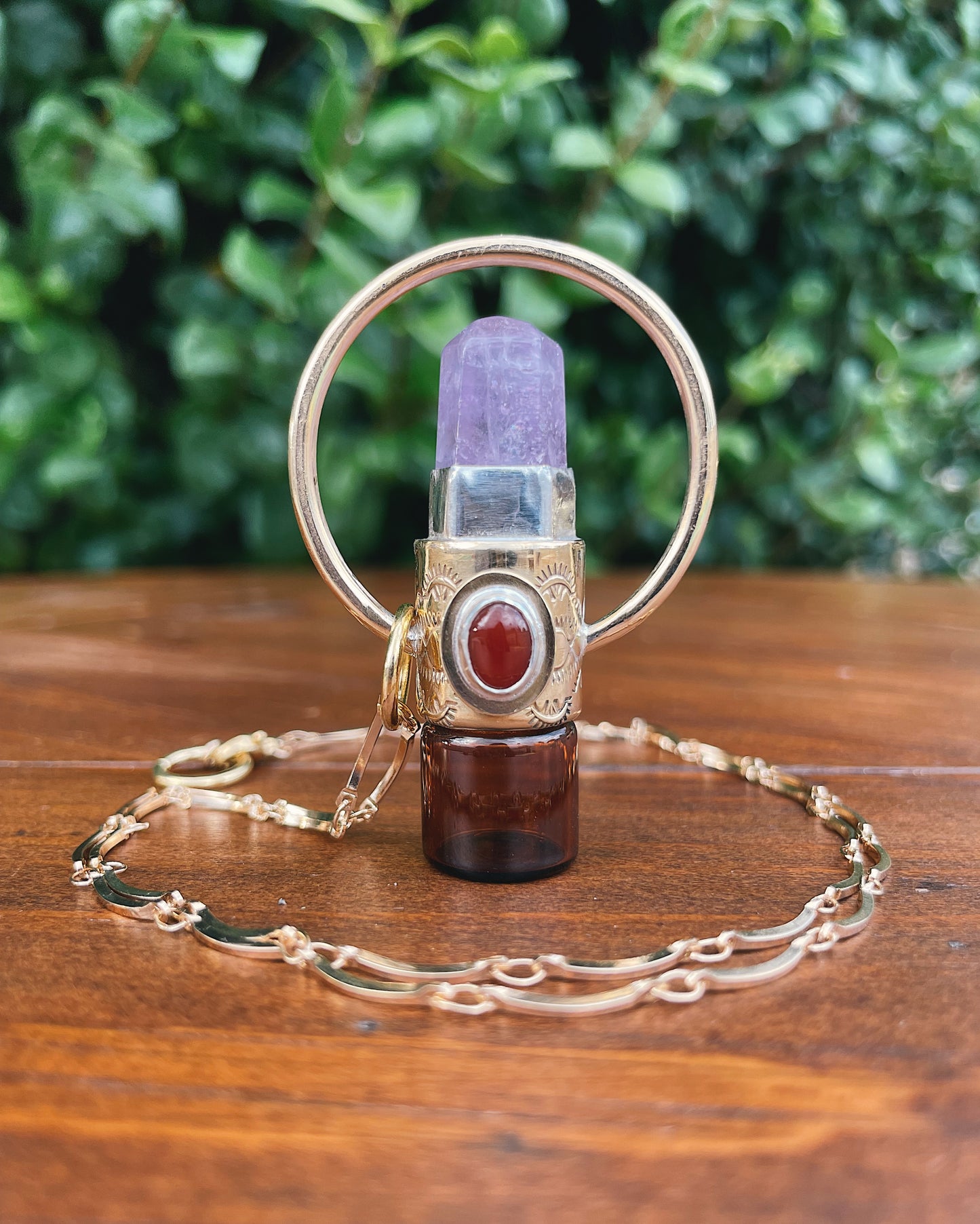 Amethyst & Carnelian Rollerball Necklace