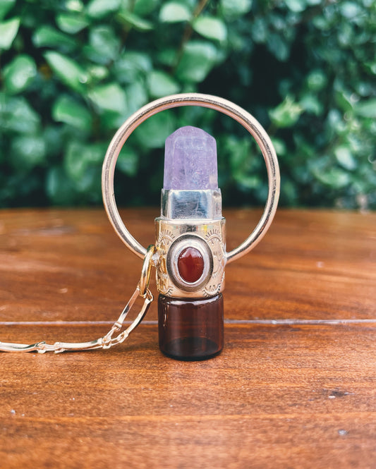 Amethyst & Carnelian Rollerball Necklace