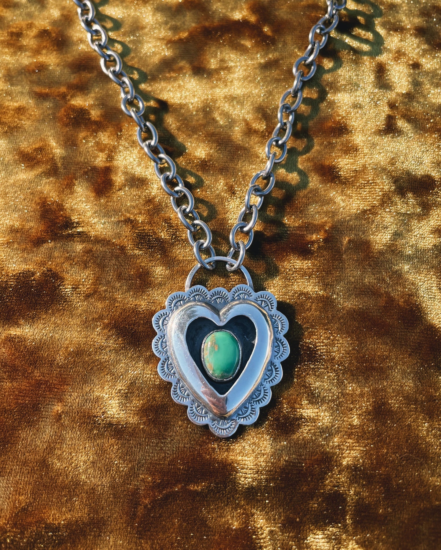 Sterling Silver & Variscite Heartthrob shadowbox choker
