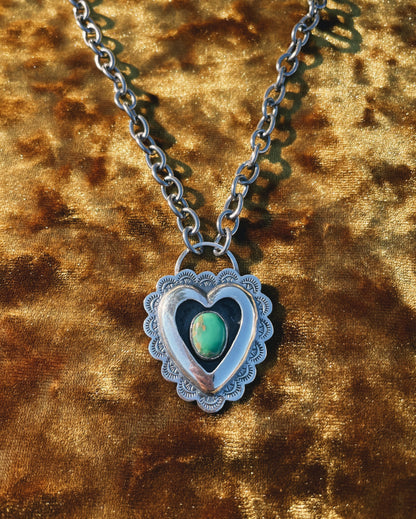 Sterling Silver & Variscite Heartthrob shadowbox choker