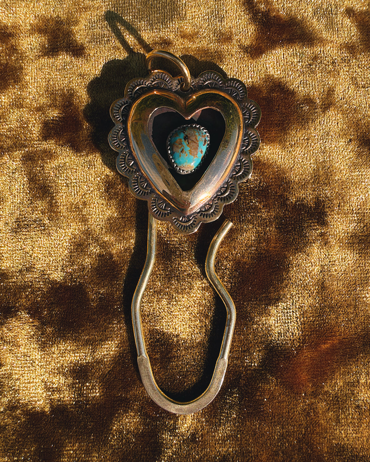 Turquoise Brass Heart shadowbox