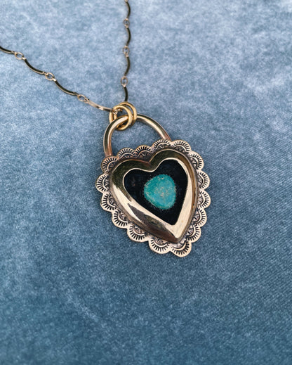 Turquoise Brass Heart shadowbox
