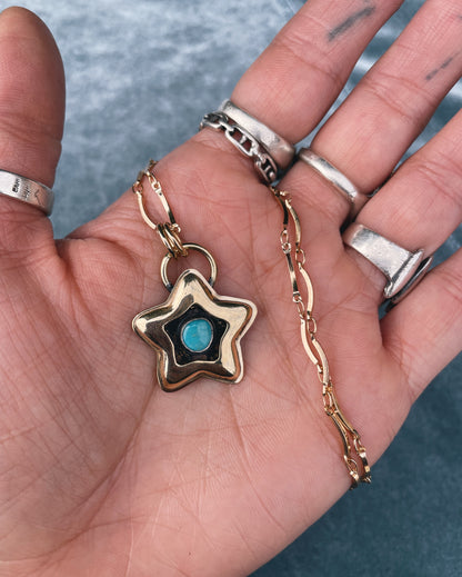 Turquoise Brass Star shadowbox