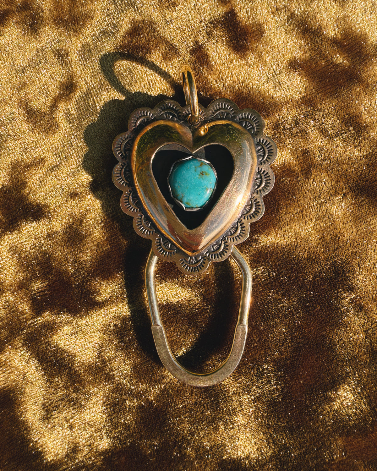 Turquoise Brass Heart shadowbox
