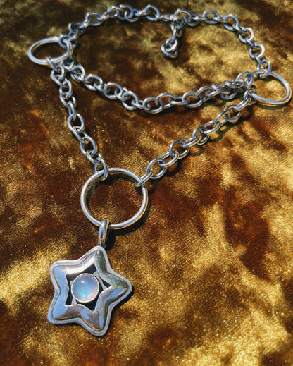Moonstone Sterling Silver Star shadowbox choker