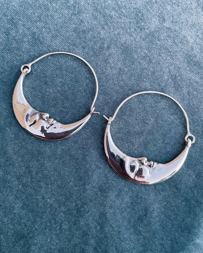 Man in the Moon Hoop Earrings