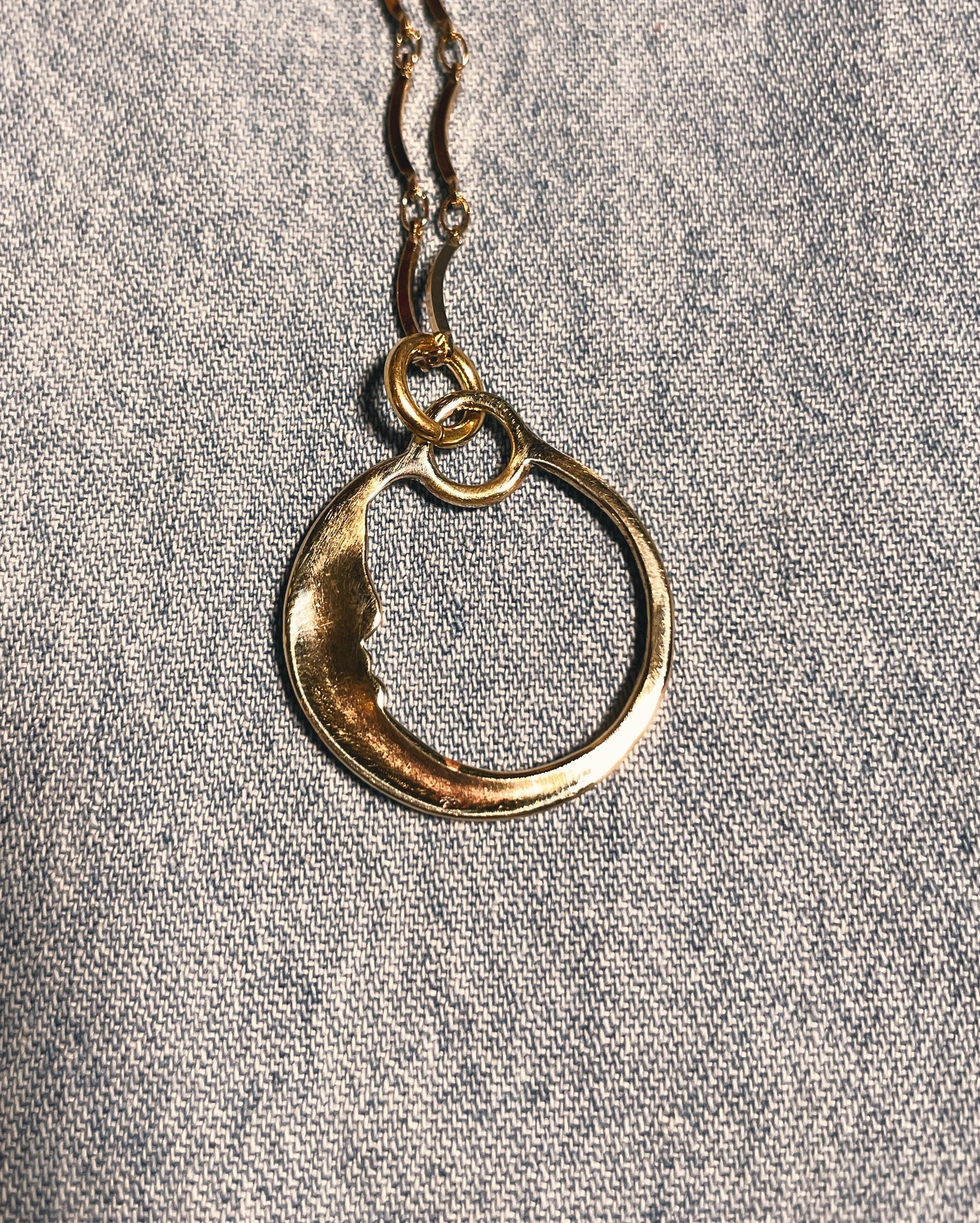 Brass Man in the Moon necklace