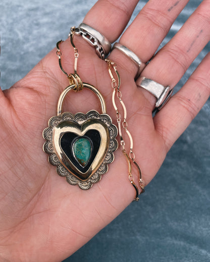 Turquoise Brass Heart shadowbox