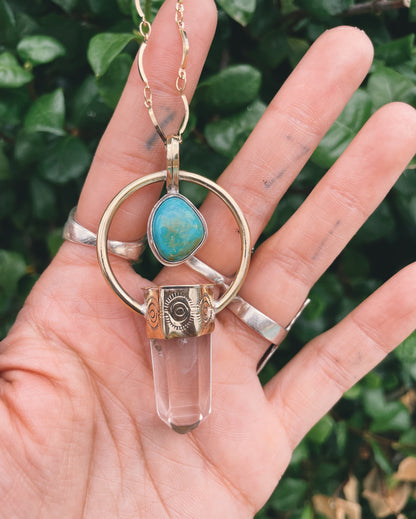 Clear Quartz & Turquoise Talisman